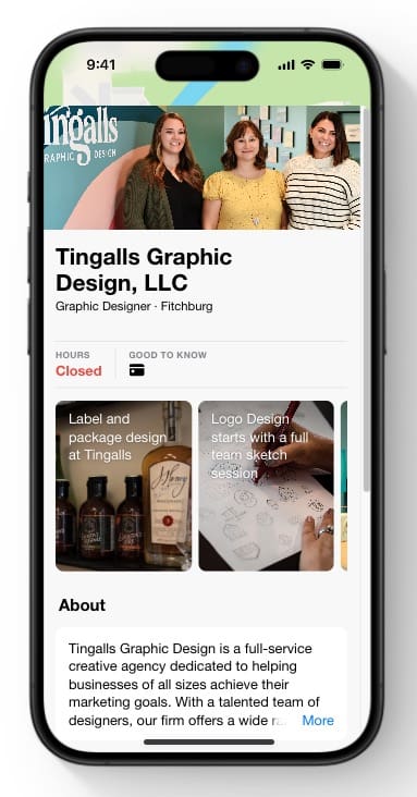 Tingalls on Apple Business Connect